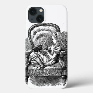 Vintage Alice in Wonderland book drawing emo goth iPhone 13 Case