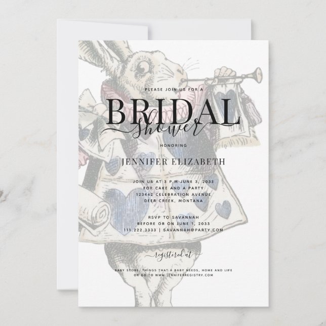 Vintage Alice in Wonderland Bridal Shower Invitation (Front)