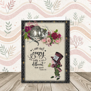 Vintage Alice in Wonderland Cat and Mad Hatter Note Card