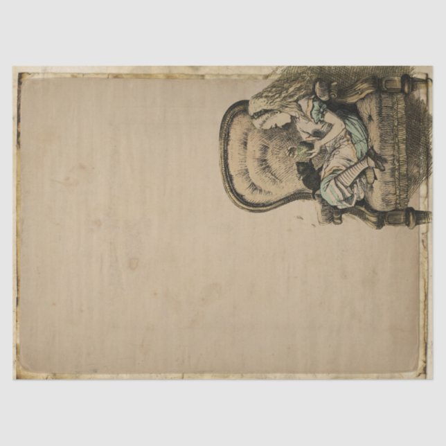 Vintage Alice in Wonderland Chair Decoupage Tissue Paper (Front)