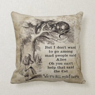 Vintage Alice In Wonderland Cheshire Cat Cushion