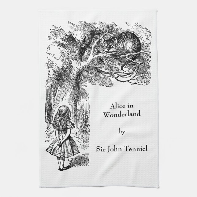 Vintage Alice in Wonderland, Cheshire Cat Tea Towel (Vertical)