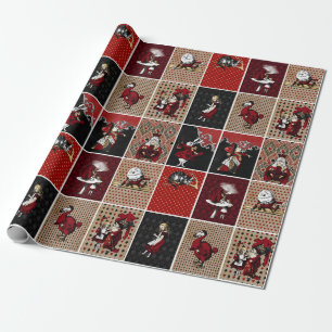 Vintage Alice in Wonderland Collage Christmas Gift Wrapping Paper