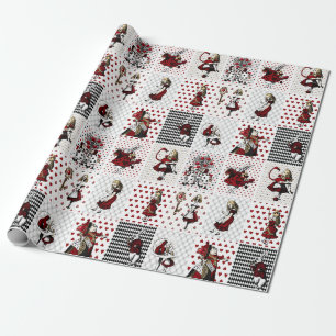 Vintage Alice in Wonderland Collage Christmas Gift Wrapping Paper