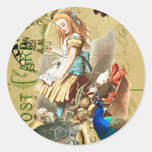 Vintage Alice in Wonderland collage Classic Round Sticker