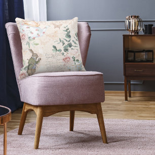 Vintage Alice In Wonderland Collage Decoupage Cushion