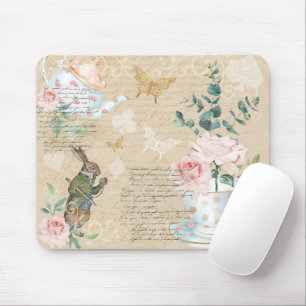 Vintage Alice In Wonderland Collage Decoupage Mous Mouse Mat