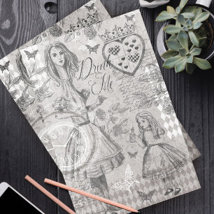 Vintage Alice In Wonderland Collage Decoupage Tissue Paper