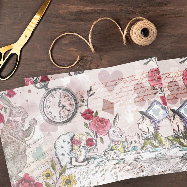 Vintage Alice In Wonderland Collage Decoupage Tissue Paper (Creator Uploaded)