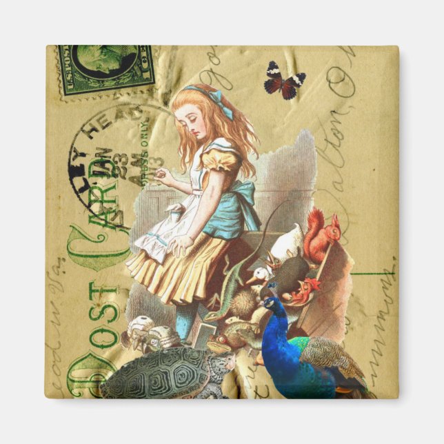 Vintage Alice in Wonderland collage Magnet (Front)