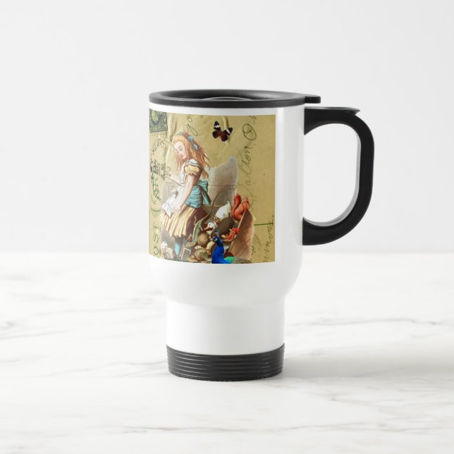 Vintage Alice in Wonderland collage Travel Mug (Right)
