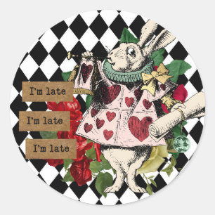 Vintage Alice in Wonderland Decoupage Classic Round Sticker