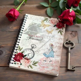 Vintage Alice In Wonderland Decoupage Collage Note Notebook
