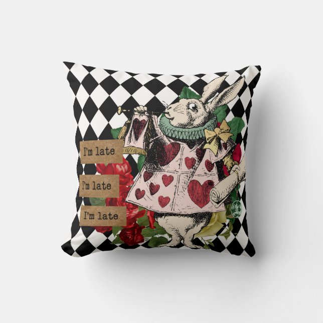 Vintage Alice in Wonderland Decoupage Cushion (Front)