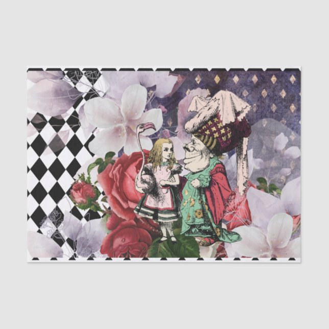 Vintage Alice in Wonderland Decoupage Queen  Tissue Paper (Front)
