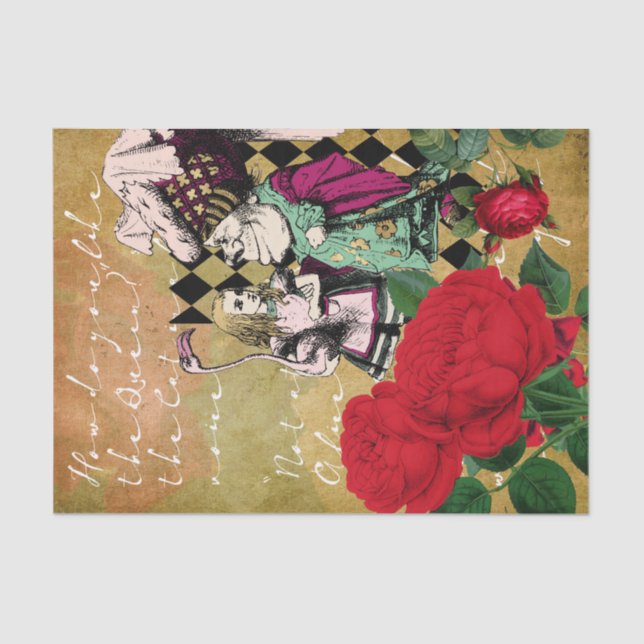 Vintage Alice in Wonderland Decoupage Tissue Paper (Front)