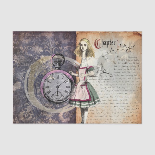 Vintage Alice in Wonderland Decoupage Tissue Paper (Front)