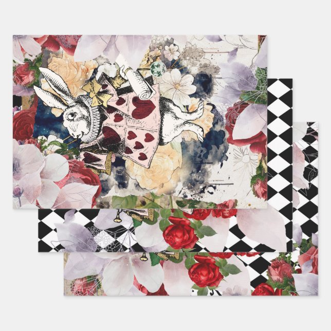 Vintage Alice in Wonderland Decoupage Wrapping Paper Sheet (Set)
