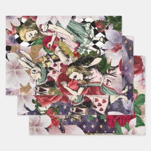 Vintage Alice in Wonderland Decoupage Wrapping Paper Sheet