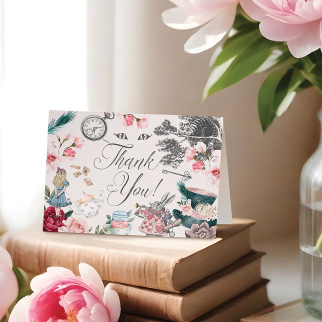 Vintage Alice In Wonderland Fairytale Collage Than Thank You Card (Vintage Alice In Wonderland Fairytale Collage Than Thank You Card)