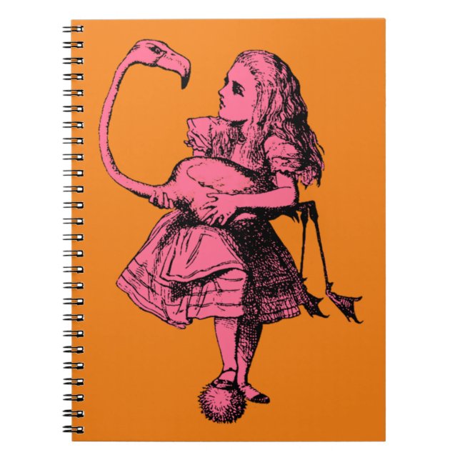 Vintage Alice in Wonderland Flamingo Notebook (Front)