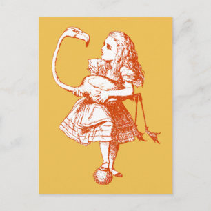Vintage Alice in Wonderland Flamingo Postcard