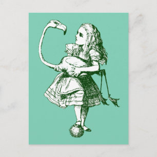 Vintage Alice in Wonderland Flamingo Postcard