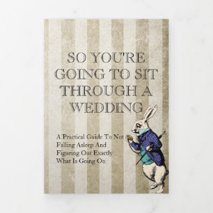 Vintage Alice in Wonderland Funny Wedding  Tri-Fold Programme