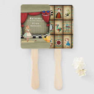 Vintage Alice In Wonderland Girl Baby Shower Hand Fan