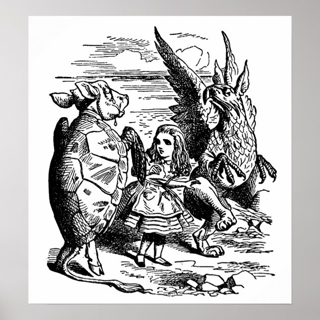 Vintage Alice in Wonderland, Gryphon, Mock Turtle Poster (Front)
