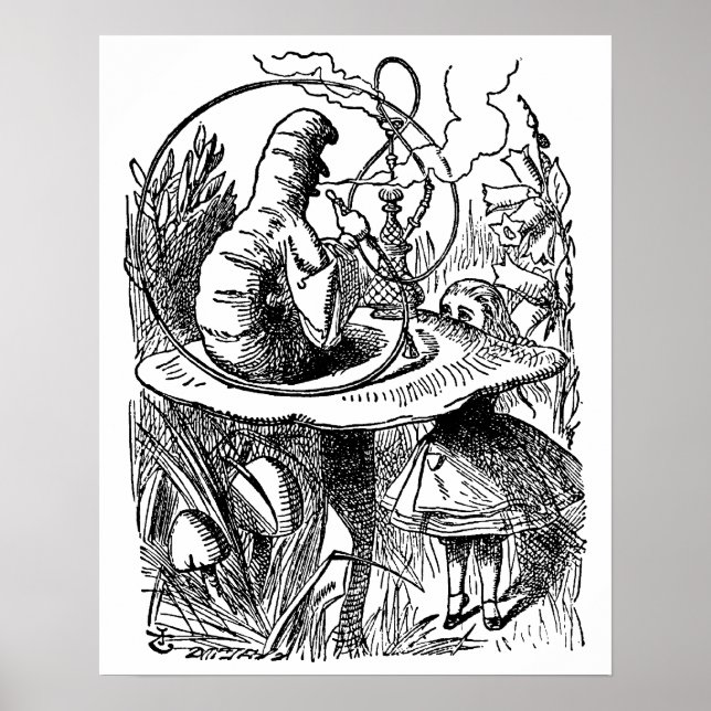 Vintage Alice in Wonderland Hookah Caterpillar Poster (Front)
