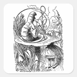 Vintage Alice in Wonderland Hookah Caterpillar Square Sticker