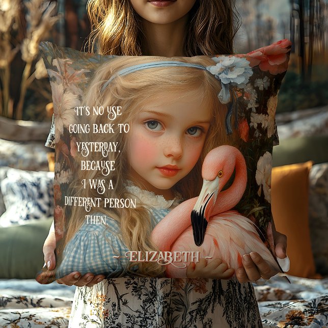 Vintage Alice in Wonderland Hugging Flamingo Cushion (Creator Uploaded)