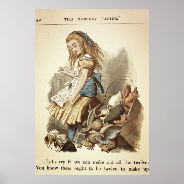 Vintage Alice in Wonderland Illustration Poster (Front)