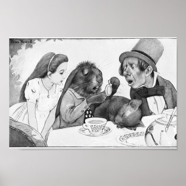 Vintage Alice in Wonderland Illustration Poster (Front)