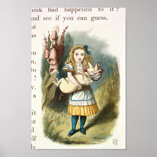 Vintage Alice in Wonderland Illustration Poster (Front)