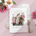 Vintage Alice In Wonderland Important Date Photo Save The Date<br><div class="desc">Have your guest mark their calendars for your very important date with our beautifully designed vintage Alice in Wonderland-themed wedding photo save the date. Perfect for an Alice in Wonderland-themed wedding. We've meticulously restored the iconic Alice in Wonderland vintage white rabbit & Alice illustration by hand sketching and bring it...</div>