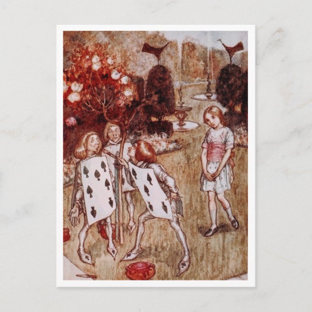 Vintage Alice in Wonderland In The Garden Postcard (Front)