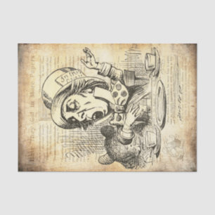 Vintage Alice in Wonderland Mad Hatter Decoupage  Tissue Paper