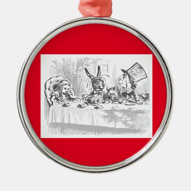 Vintage Alice in Wonderland Mad Hatter Tea Party  Metal Tree Decoration (Front)