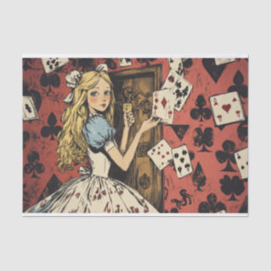 Vintage Alice in Wonderland Playing Card Decoupage Tissue Paper