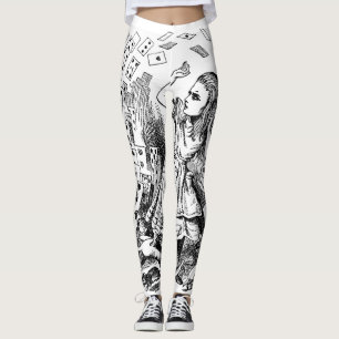 Vintage Alice in Wonderland, Playing Cards Flying Leggings