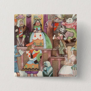 Vintage Alice in Wonderland, Queen of Hearts 15 Cm Square Badge