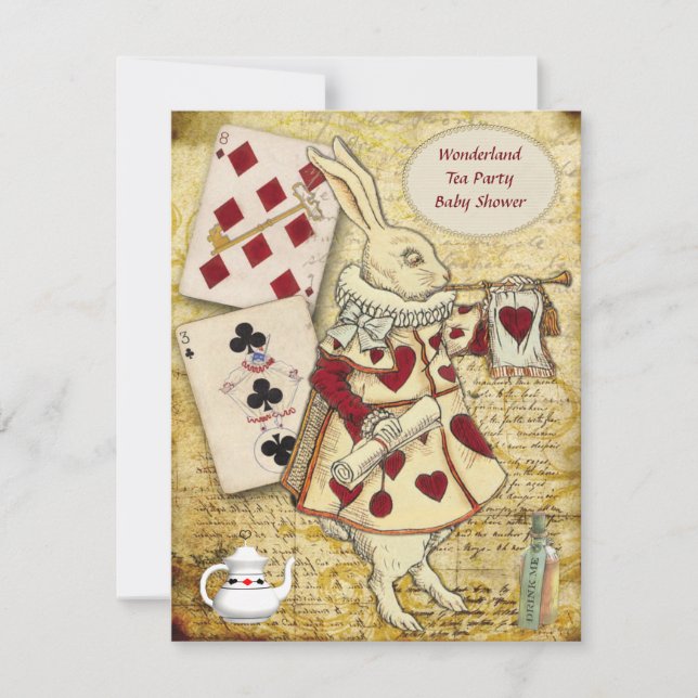 Vintage Alice in Wonderland Rabbit Baby Shower Invitation (Front)