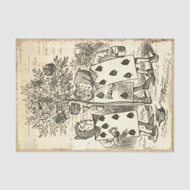 Vintage Alice in Wonderland Roses Decoupage  Tissue Paper (Front)