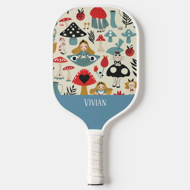 Vintage Alice in Wonderland Seamless Pattern  Pickleball Paddle (Front)