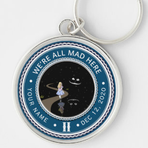 Vintage Alice in Wonderland Sobriety Medallion     Key Ring