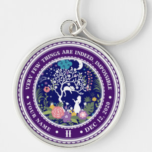 Vintage Alice in Wonderland Sobriety Medallion     Key Ring