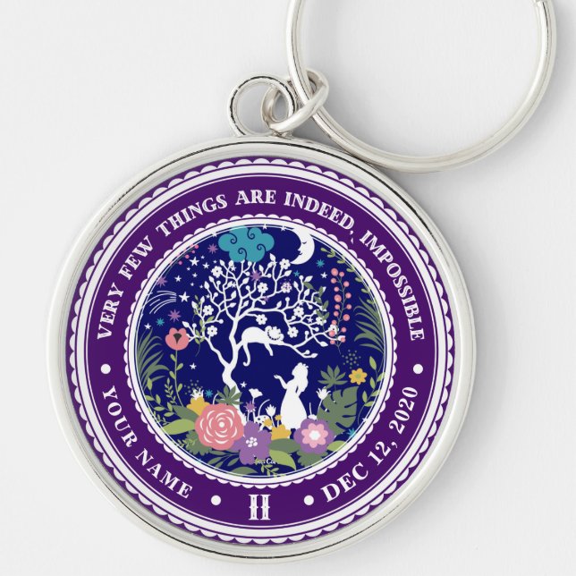 Vintage Alice in Wonderland Sobriety Medallion     Key Ring (Front)