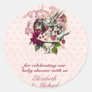 Vintage Alice In Wonderland Tea Party BABY SHOWER Classic Round Sticker